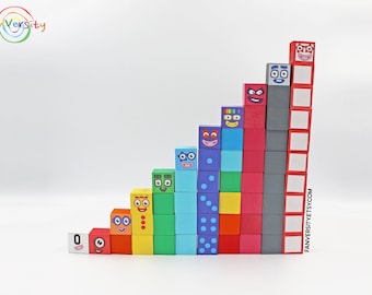 Numberblocks 0 - 10 with Numbers, Stackable Wooden Blocks