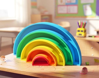 Bandeja sensorial y de clasificación de colores arcoíris: aprendizaje práctico de los colores - Montessori