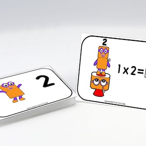 Number Multiplication Blocks 1 to 5 Flashcards Bundle - Learning Multiplication Time Table for Kids