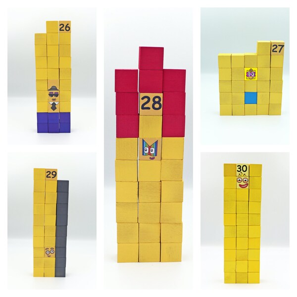 Number 26 to 30 Blocks - Stackable Wooden Blocks