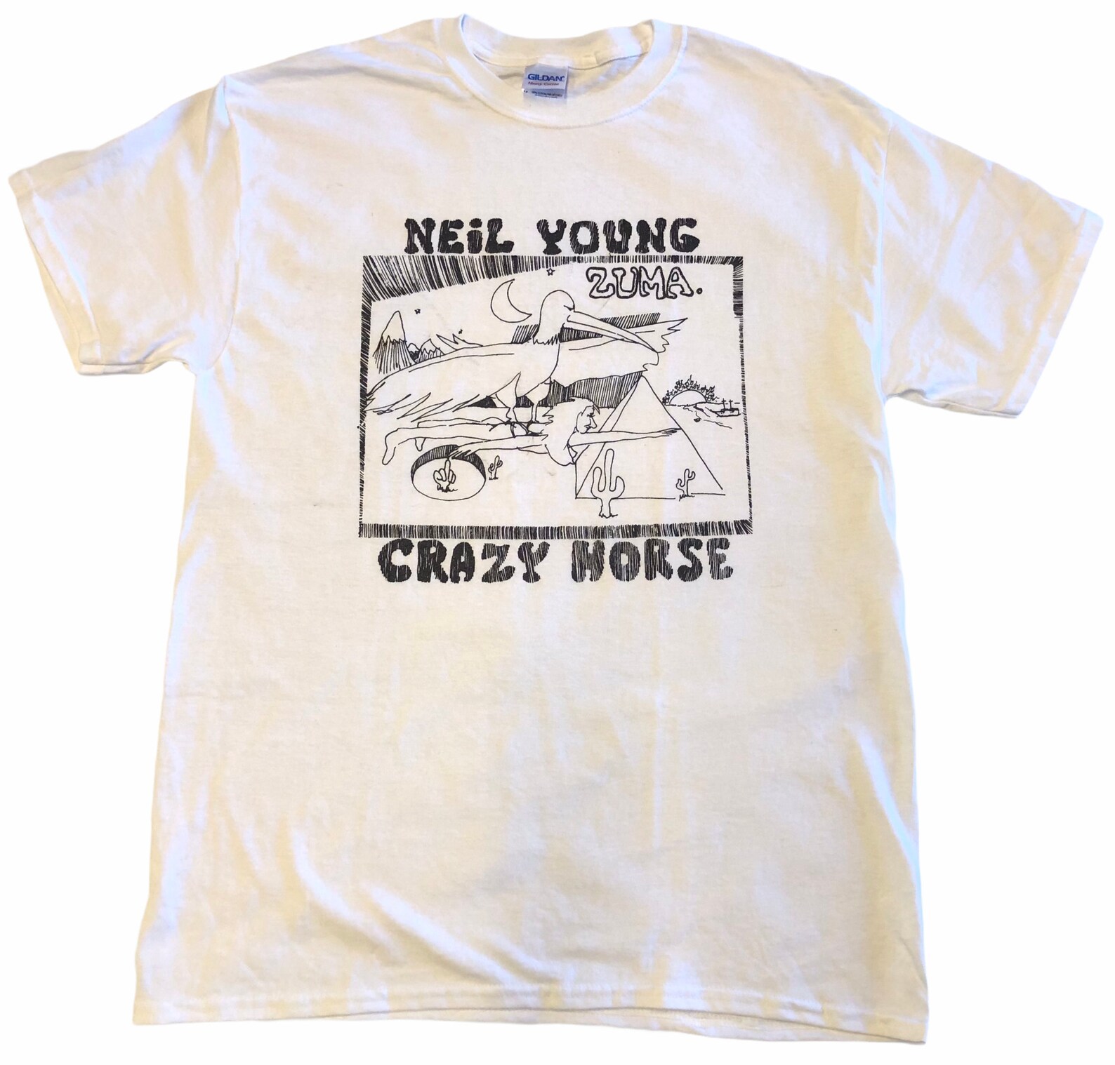 Neil Young 'Crazy Horse' White Tshirt Etsy