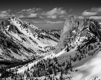 El Capitan, Sawtooth Mountains, Idaho | Landscape Photography | Photographic Print, Canvas, Metal | Fine Art | Wall Decor | B&W