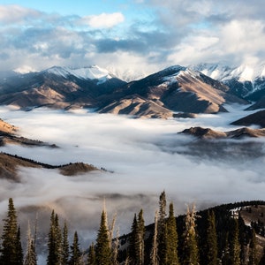 Photographic Print Canvas Landscape Photography Wall Decor Fine Art Fog over the Wood River Valley Sun Valley Idaho Metal