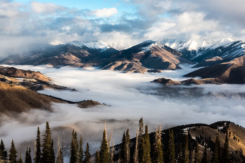 Photographic Print Canvas Landscape Photography Wall Decor Fine Art Fog over the Wood River Valley Sun Valley Idaho Metal
