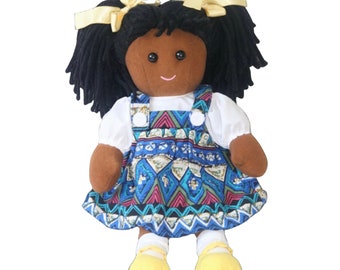 Black Rag Doll Handmade, Soft Fabric Little Baby Girl Toy, African American Dolls, Little Girls Gift