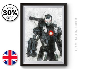 Marvel Avengers War Machine Art Print Jim Rhodes Endgame Superhero Poster on 100/% Cotton Paper Iron Man Abstract Movie Poster