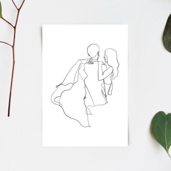 Recién casados Pareja feliz Dibujo en blanco y negro de una - Etsy México Recién casados Pareja feliz Dibujo en blanco y negro de una - Etsy México