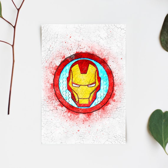 iron man mask logo painting iron man avengers endgame etsy
