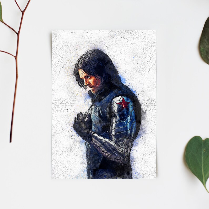 Bucky Barnes Wall Art Print - Captain America Avengers Fan Art Poster, Marvel Endgame, Infinity War Movie Fine Art Print 