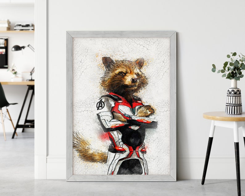 Avengers Endgame Film Artwork Xmas Gift Guardians Of The Galaxy Movie Poster Painting Marvel Superhero Wall Art Print Rocket Raccoon Art