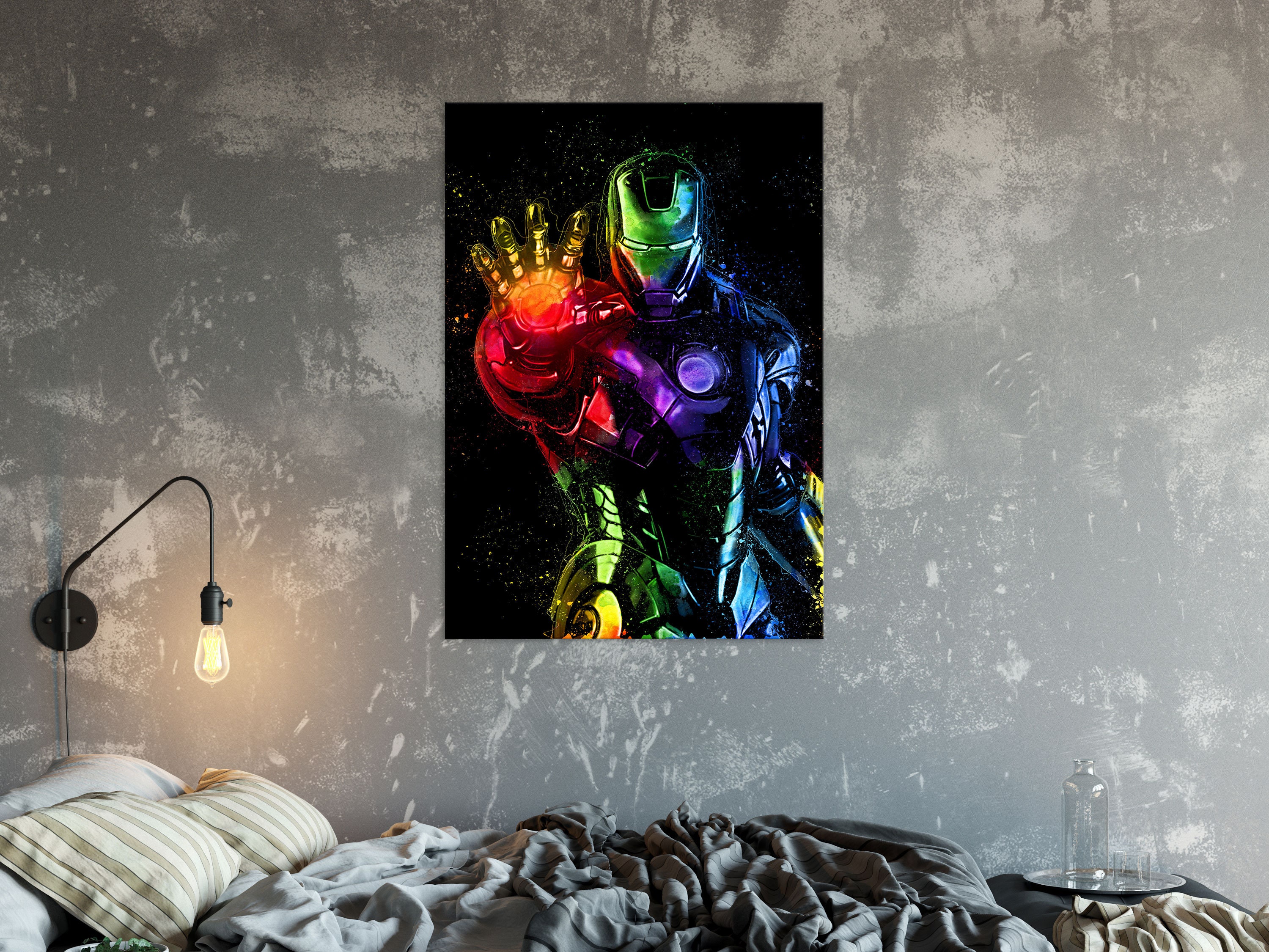 Iron Man Wall Art Prints Abstract Avengers Painting on Heavy Etsy