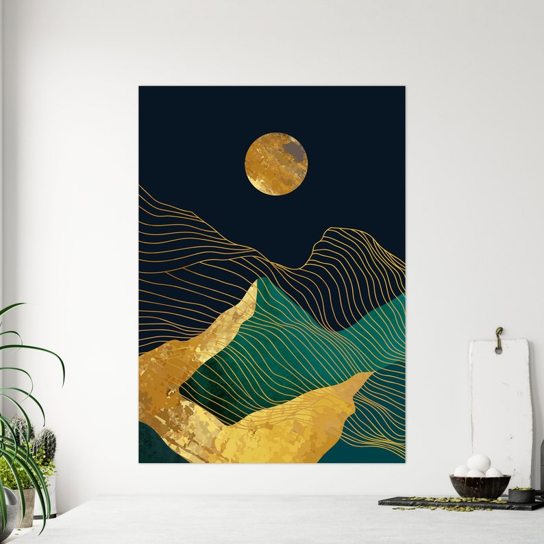 Set of 2 Painting Dark Landscapes Moonrise Wall Art Dark Etsy UK