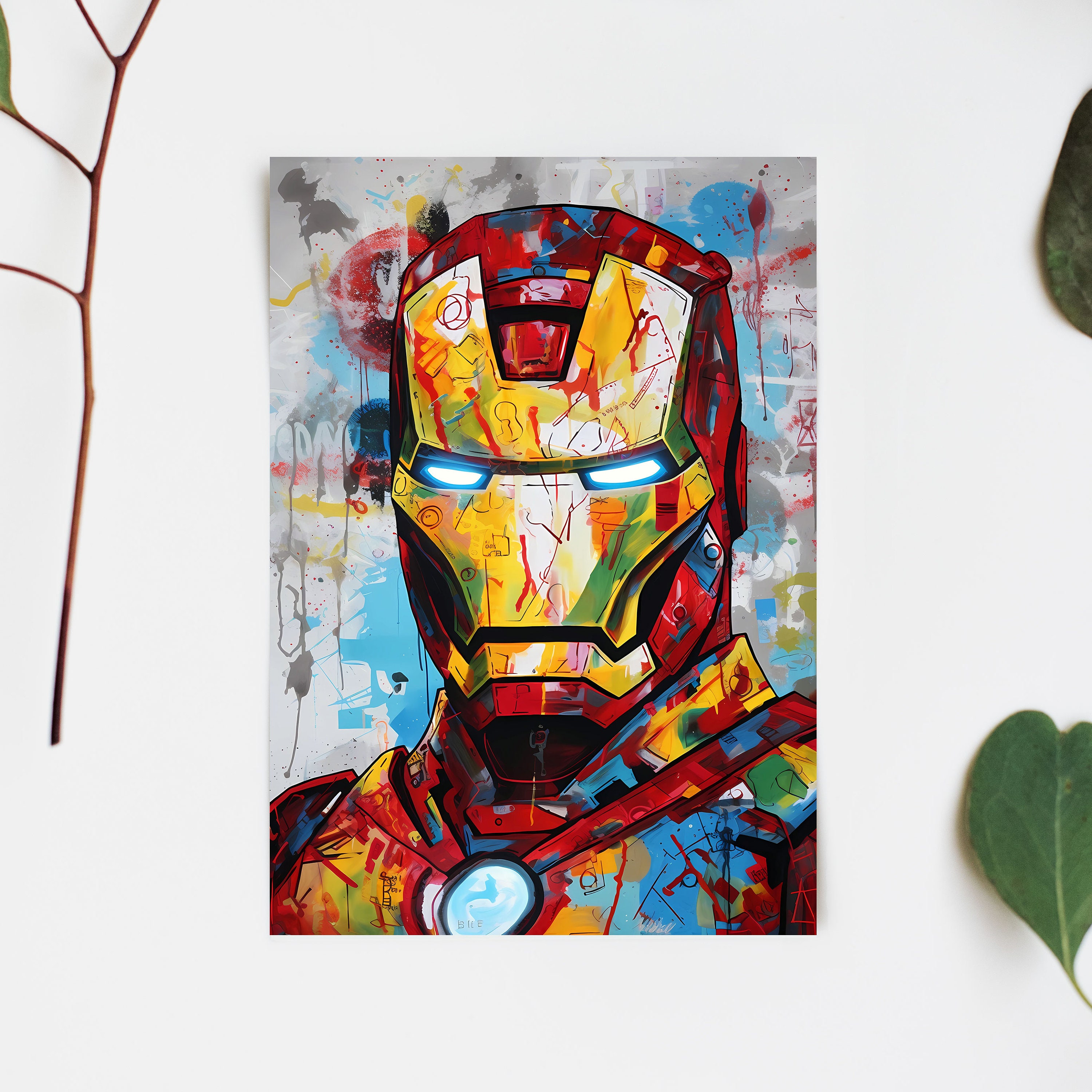 Abstract Iron Man Marvel Painting Wall Art Print, Bright Vibrant Colourful  Ironman Home Decor, Marvel Comic Book Artwork -  Ireland