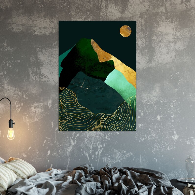 Set of 2 Painting Dark Landscapes Moonrise Wall Art Dark Etsy UK