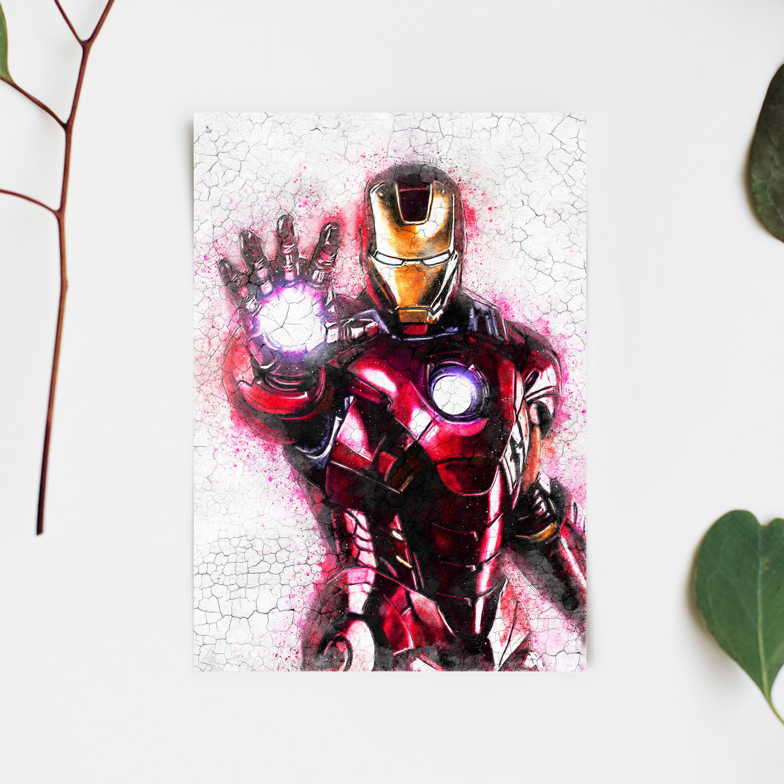 iron man painting wall art print marvel avengers infinity etsy