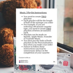 Music/Playlist Instructions for cassette