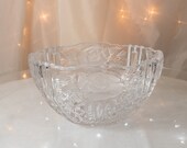 Anna Hutte Crystal Rose Embossed Bowl, Vintage Anna Hutte Bleikristall Of Germany Home Decor Frosted Roses Crystal Bowl Candy Dish Votive