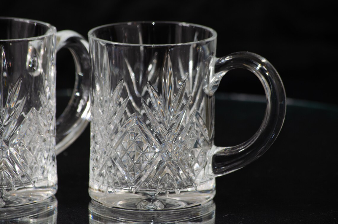 Crystal Cut Glass Coffee Mugs Vintage Paul Sebastian Crystal | Etsy