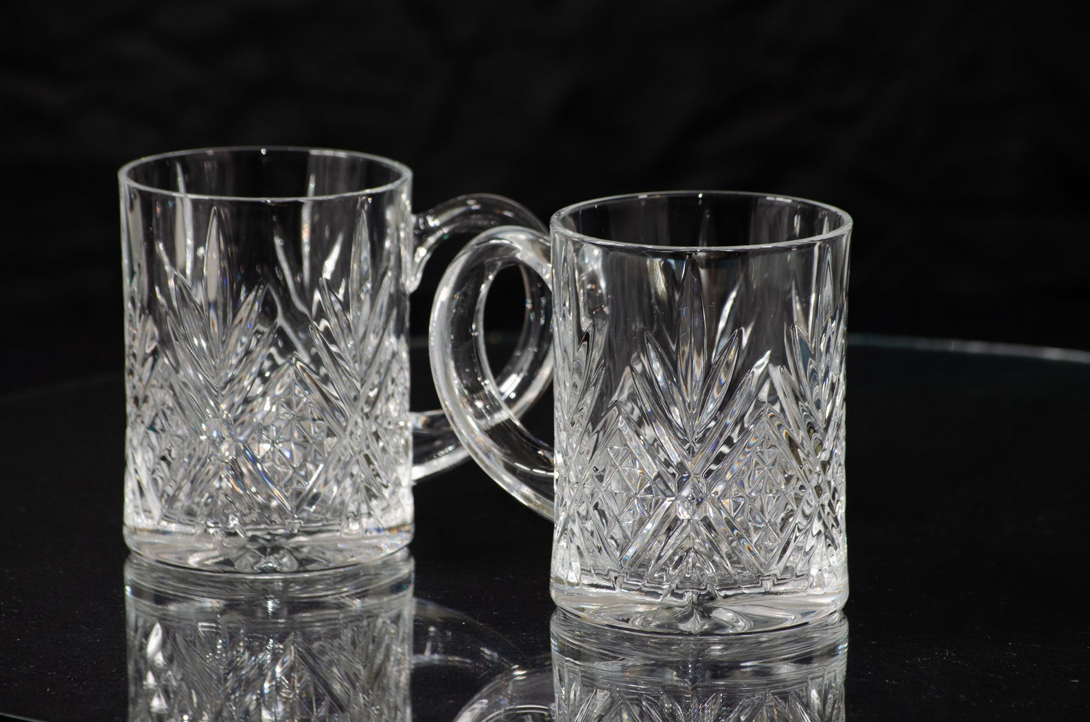 Crystal Cut Glass Coffee Mugs Vintage Paul Sebastian Crystal Etsy