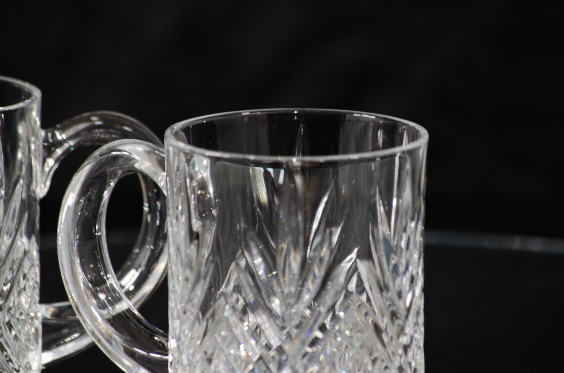 Crystal Cut Glass Coffee Mugs Vintage Paul Sebastian Crystal Etsy