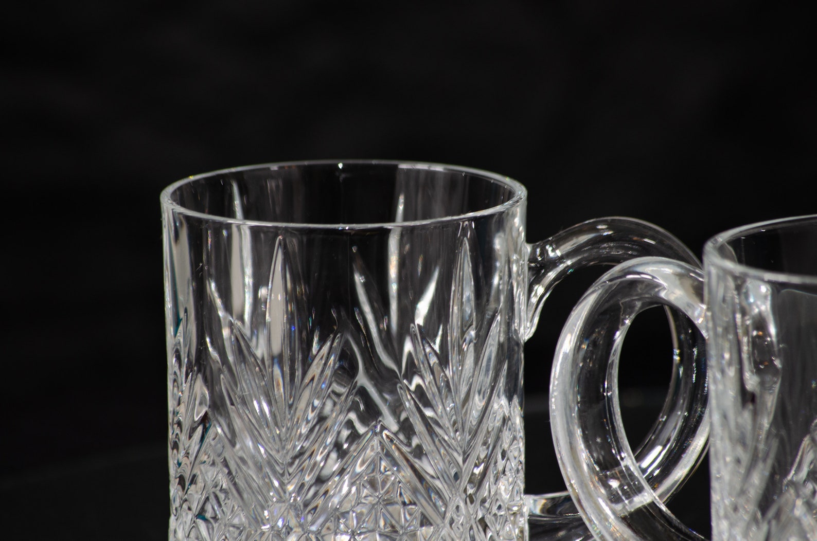 Crystal Cut Glass Coffee Mugs Vintage Paul Sebastian Crystal Etsy
