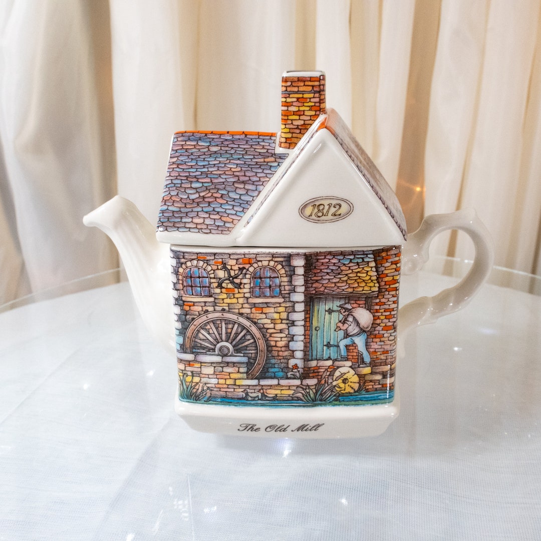 Wellington Pottery the Old Mill Teapot Vintage Etsy