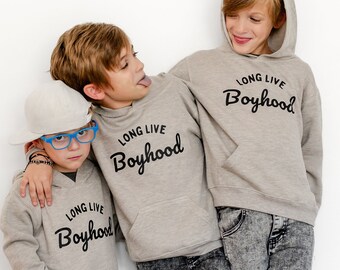 'Long Live Boyhood'-hoody voor jongens | Herfstsweater voor kinderen