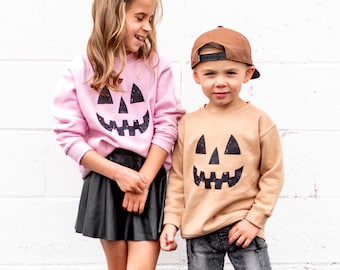 Kids Halloween Sweatshirt | Sibling Matching Pumpkin Sweatshirt | Toddler Spooky Halloween Sweatshirt | Boys Halloween | Kids Fall Clothing