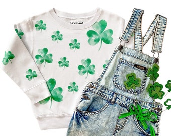 Shamrock St. Patrick's Day Pullover Sweatshirt | Green Sibling St Patty day | Unisex Baby, Toddler, Youth St Patricks Day Lucky Sweatshirt
