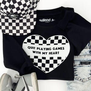 Toddler Valentines Day Sweater | Valentine Sweatshirt for Kids | Boys Valentine Day Shirt | Quit Playing Games with My Heart image 1