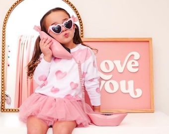 Valentinstag Sweatshirt | Mädchen Valentinstag | Baby, Kleinkind, Jugend Valentinsgrüße Sweatshirt | Mädchen Valentinstag Shirt | Herz-Sweatshirt