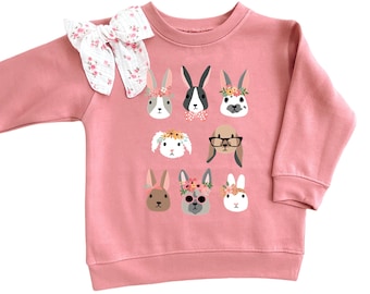 Girls Bunny Easter Sweatshirt | Toddler Easter Sweatshirt | Boys Bunny Outfit | Girls, Youth, Toddler & Infant Easter Sweatshirt