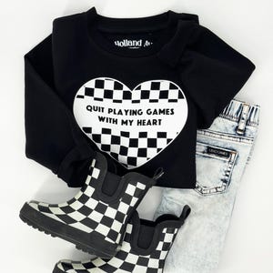 Toddler Valentines Day Sweater | Valentine Sweatshirt for Kids | Boys Valentine Day Shirt | Quit Playing Games with My Heart image 12