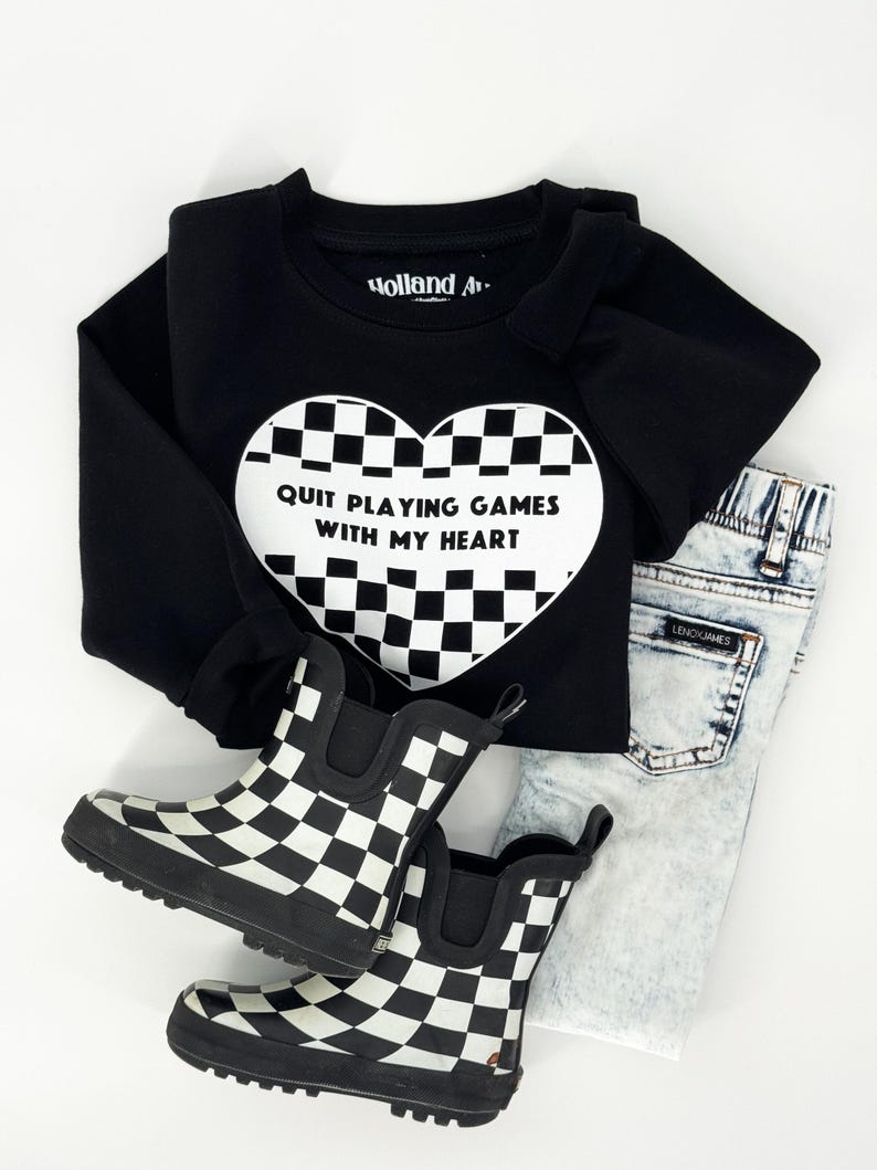 Toddler Valentines Day Sweater | Valentine Sweatshirt for Kids | Boys Valentine Day Shirt | Quit Playing Games with My Heart image 12
