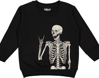 Kids Rocker Skelly Sweatshirt | Spooky Halloween Clothing