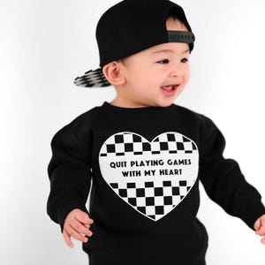 Toddler Valentines Day Sweater | Valentine Sweatshirt for Kids | Boys Valentine Day Shirt | Quit Playing Games with My Heart image 4