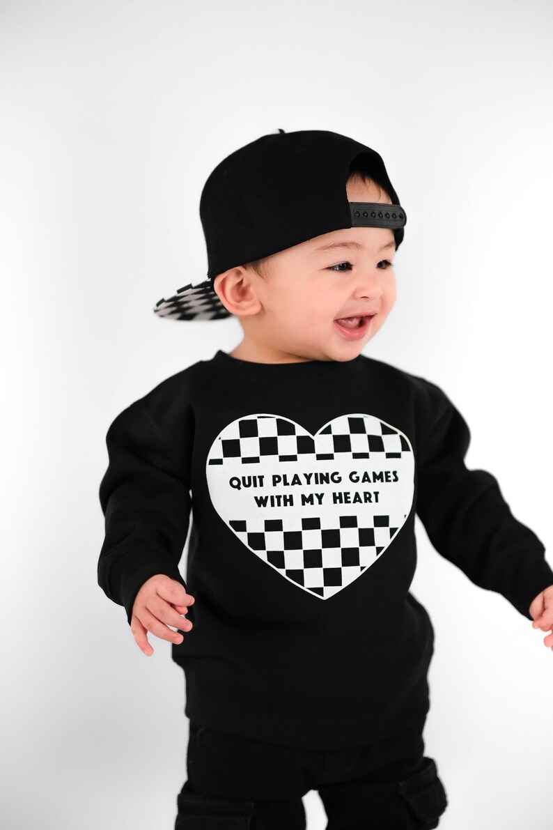 Toddler Valentines Day Sweater | Valentine Sweatshirt for Kids | Boys Valentine Day Shirt | Quit Playing Games with My Heart image 4