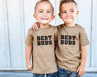 Kids Best Buds Tee | Boys Brother Tee | Boys Summer Outfit | Toddler Shirt | Trendy Graphic Tee | Best Friends Shirt | Baby Boy Clothes
