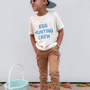 Easter Egg Hunt Shirt Kids, Egg Hunting Crew, Toddler Easter Shirt, Kids Easter Outfit, Boys Girls Easter Tee, Matching Sibling Easter image 5