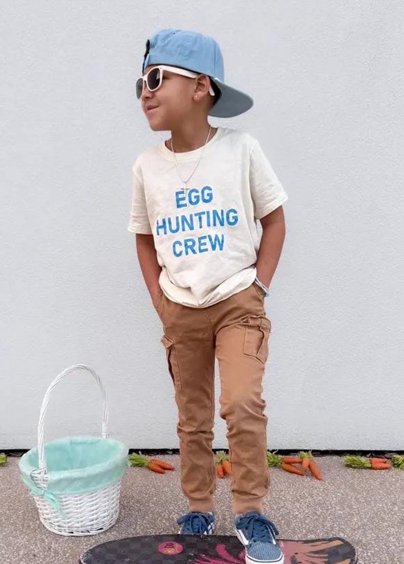 Easter Egg Hunt Shirt Kids, Egg Hunting Crew, Toddler Easter Shirt, Kids Easter Outfit, Boys Girls Easter Tee, Matching Sibling Easter image 5