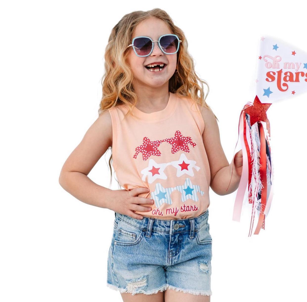 Girls 4th of July Kids Tank Top | Toddler and Youth Summer Tank Top | Kids 4th of July Shirts | USA 4th Shirt