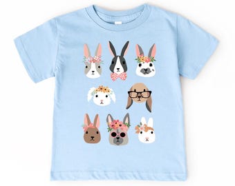 Easter Bunny Shirt for Girls, Spring Toddler Graphic Tee, Cute Bunny Easter Outfit, Floral Rabbit Kids Shirt, Youth Easter Top