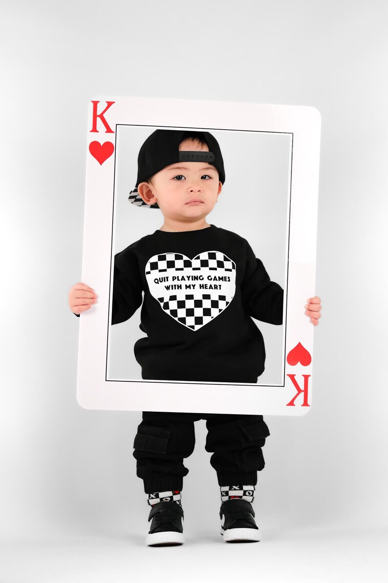 Toddler Valentines Day Sweater | Valentine Sweatshirt for Kids | Boys Valentine Day Shirt | Quit Playing Games with My Heart image 3