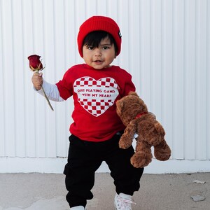 Toddler Valentines Day Sweater | Valentine Sweatshirt for Kids | Boys Valentine Day Shirt | Quit Playing Games with My Heart image 8