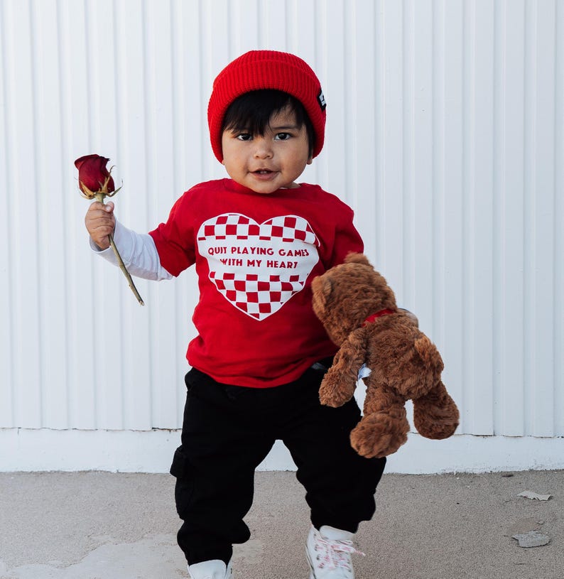 Toddler Valentines Day Sweater | Valentine Sweatshirt for Kids | Boys Valentine Day Shirt | Quit Playing Games with My Heart image 8