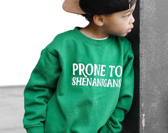 Gevoelig voor shenanigans St. Patrick's Day-sweater voor peuters, St. Patrick's Day-shirt voor kinderen | St. Patrick's Day-cadeau voor jongens