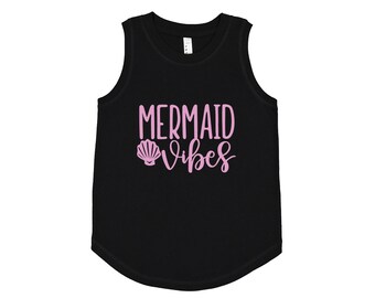Camiseta sin mangas con vibraciones de sirena para niñas / Camisa de playa de verano para niñas pequeñas