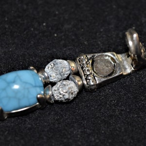 UNIQUE Vintage Turquoise Cabochon, Metal & Stone Bracelet image 1