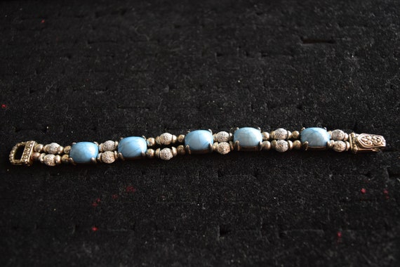 UNIQUE Vintage Turquoise Cabochon, Metal & Stone … - image 4