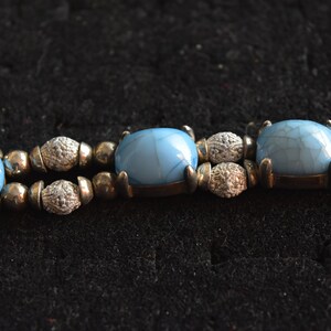 UNIQUE Vintage Turquoise Cabochon, Metal & Stone Bracelet image 3